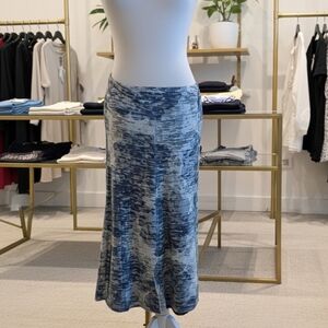 Nally & Millie Reversible Knit Abstract Midi Skirt Blue Gray Black Size M